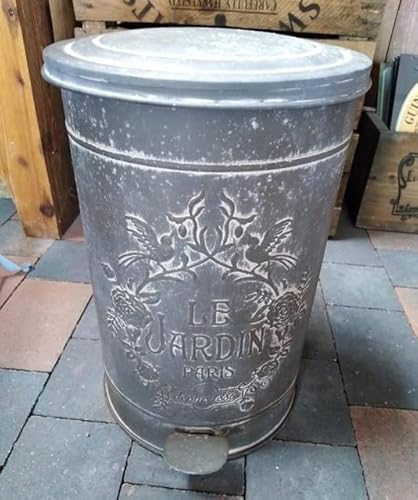 Generisch METALL MÜLLEIMER TRETEIMER PAPIERKORB LE JARDIN PARIS ANTIK COTTAGE STIL NEU WO-1186 von Generisch