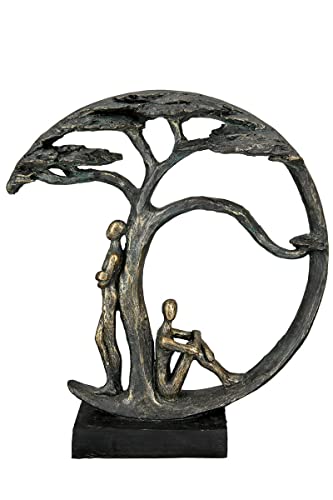 Generisch MF Poly Skulptur Baum Shadow bronzefarben auf schwarzer Base mit Spruchanhänger Höhe 32cm von Generisch