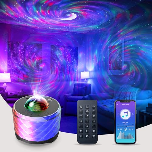 MRSCOZ Star Galaxy Projektor, Mondprojektion，3 in 1 RGB Musik Aurora Projektor Nachtlicht mit Bluetooth Lautsprecher und weißem Rauschen, für Baby Kinder Erwachsene Party/Home Decor von MRSCOZ
