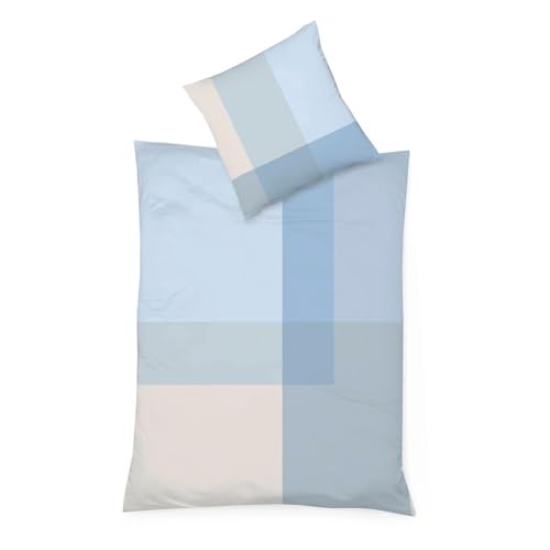 Generisch Mako-Satin-Wende-Bettwäsche - 155 x 220 cm - Blau - Baumwolle - mit Reißverschluss von Generisch