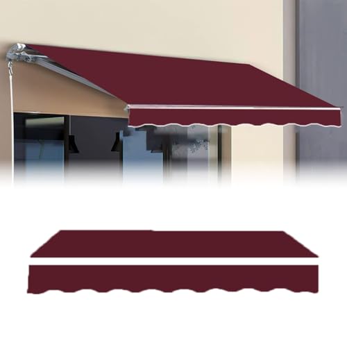 Generisch Markiesenstoff Polyester Markisenbespannung ersatzstoff W:2,3,4,5 m Sonnenschutz Markisentuch Ersatzstoff mit Volant(ohne Rahmen) UV Schutz(Rot,3.0x3m/10x10ft) von Generisch