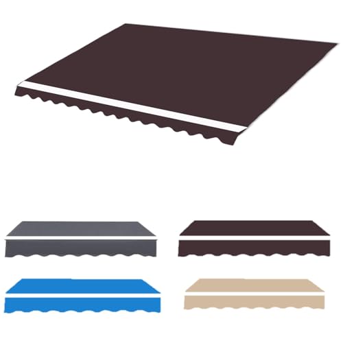 Generisch Markisenbespannung Ersatzstoffe W:3,4,5,6,7 m Sonnenschutz Ersatz Markisentuch Markiesenstoff Polyester mit Volant Balkon Markisentuch Ersatzstoff(ohne Rahmen)(Coffee,4.5x2.5m/15x8ft) von Generisch