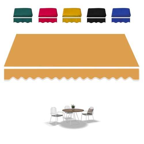 Generisch Markisenbespannung ersatzstoff Markisenstoff Markise mit Volant 2/3/4/5/6/7 m Balkon Ersatz Markisentuch Markisestoff Sonnenschutz für Terrasse Garten(Yellow,3.5x1.5m/11.5x5ft) von Generisch