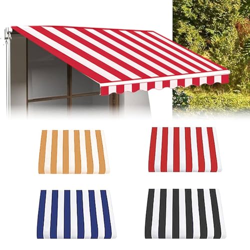 Generisch Markisenbespannung ersatzstoff Sonnenschutz Ersatz Markisentuch Markiesenstoff Wasserabweisend Markisentuch Ersatzstoff Reißfest ohne Rahmen 4/5/6/7 m(Rot,5x1.5m/16x5ft) von Generisch