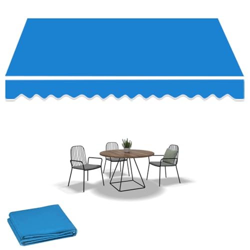 Generisch Markisenbespannung ersatzstoff Sonnenschutz Ersatz Markisentuch Markisenstoff Markise mit Volant Markiesenstoff Polyester Terrassen wasserabweisend(Blau,6.5x2m/21.5x6.5ft) von Generisch