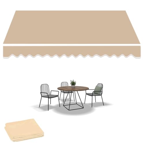 Generisch Markisenbespannung ersatzstoff Sonnenschutz Ersatz Markisentuch Markisenstoff Markise mit Volant Markiesenstoff Polyester Terrassen wasserabweisend(Khaki,7x3.0m/23x10ft) von Generisch