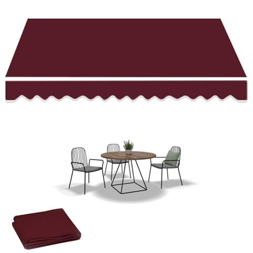 Generisch Markisenbespannung ersatzstoff Sonnenschutz Ersatz Markisentuch Markisenstoff Markise mit Volant Markiesenstoff Polyester Terrassen wasserabweisend(Wine red,6x3.0m/20x10ft) von Generisch