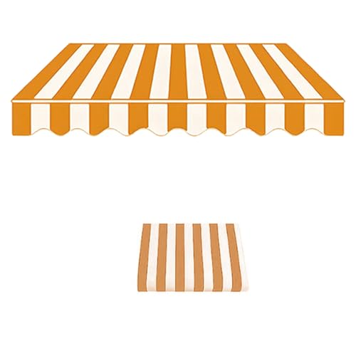 Generisch Markisenbespannung ersatzstoff aus Polyester Balkon Ersatz Markisentuch Sonnenschutz Markisentuch Ersatzstoff mit Volant für Terrasse,Garten,Hof(Yellow,3.0x2m/10x6.5ft) von Generisch