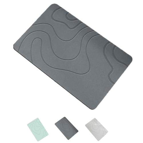 Generisch Matmend Badematte, Matmend Stein Badematte, Stein Badematten Kieselgur schnell trocknend rutschfeste Duschmatten, wasserabsorbierende Matte außerhalb der Dusche (Grey,23.62 in × 35.43 in) von Generisch