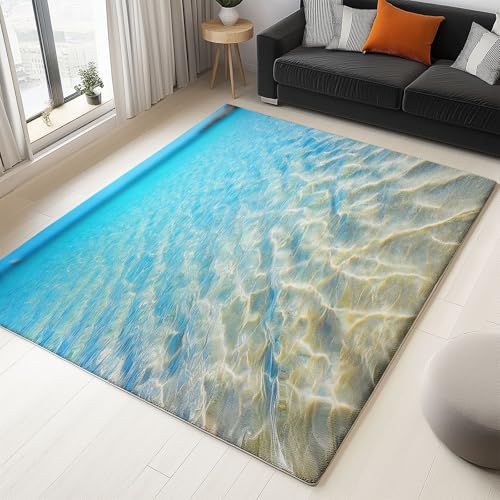 Generisch Meereswellen Natur Landschaft Teppich Wohnzimmer 160x230cm Kurzflor Teppich Schlafzimmer, Waschbar Super Weich Langlebig Rutschfester Teppichen für Kinderzimmer Esszimmer - Hellblau Generisch Meereswellen Natur Landschaft Teppich Wohnzimmer 160x230cm Kurzflor Teppich Schlafzimmer, Waschbar Super Weich Langlebig Rutschfester Teppichen für Kinderzimmer Esszimmer - Hellblau von Generisch