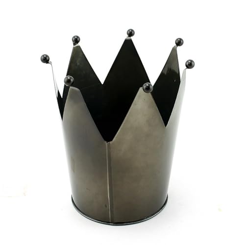 Generisch Metall Krone als Topf, H19cm x Ø15cm groß, Blumentopf/Khaki !!! von Generisch