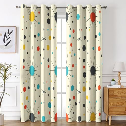 Generisch Mid Century Atomic Vorhänge für Wohnzimmer Schlafzimmer, Vorhang Blickdicht Retro Geometrie, Gardinen mit Ösen 2er Set, Verdunklungsvorhänge H 200 x B 140 cm D&P27 Generisch Mid Century Atomic Vorhänge für Wohnzimmer Schlafzimmer, Vorhang Blickdicht Retro Geometrie, Gardinen mit Ösen 2er Set, Verdunklungsvorhänge H 200 x B 140 cm D&P27 von Generisch