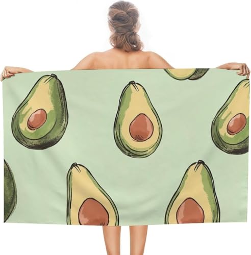 Generisch Mikrofaser Handtuch Groß Avocados Strandtuch 70x150 cm Strand Badetuch Hellgrün, Schnelltrocknend und Sandfrei, für Reise, Sauna, Yoga, Camping A-6979 von Generisch