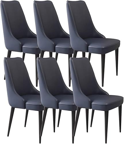 Generisch Mikrofaser-Leder-Esszimmerstuhl-Satz von 6 Küchen-Ergonomie-Sitzkohlenstoffstahl-Metallbeinen(Royal Blue) von Generisch