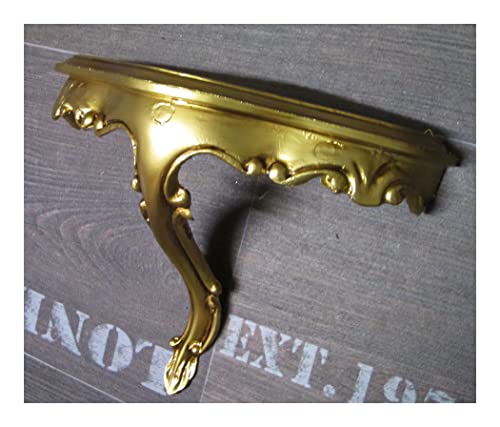 Generisch Mini Wandkonsole Wandregal Wandboard Konsole Hängekonsole Ablage Regal mit Ornamente Verzierungen 23,5x10x18cm Antik Barock Repro Rokoko Vintage Shabby in Gold 85K von Generisch