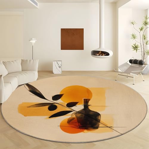 Generisch Minimalistisch Äste Vase Teppich Runder Ø 80 cm, Waschbar Anti Rutsch Kurzflorteppich - Beige Flauschig Weich Runder Teppich for Wohnzimmer Schlafzimmer Heim Büro Dekor Generisch Minimalistisch Äste Vase Teppich Runder Ø 80 cm, Waschbar Anti Rutsch Kurzflorteppich - Beige Flauschig Weich Runder Teppich for Wohnzimmer Schlafzimmer Heim Büro Dekor von Generisch