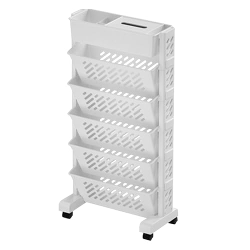 Generisch Mobile Bookshelf with Wheel, Removable Tiered Rolling Cart, Large Capacity Book Rack, Stand Storage, Trolley Slim Bookcase for Living Room Bedroom Office Library Dorm, White Generisch Mobile Bookshelf with Wheel, Removable Tiered Rolling Cart, Large Capacity Book Rack, Stand Storage, Trolley Slim Bookcase for Living Room Bedroom Office Library Dorm, White von Generisch