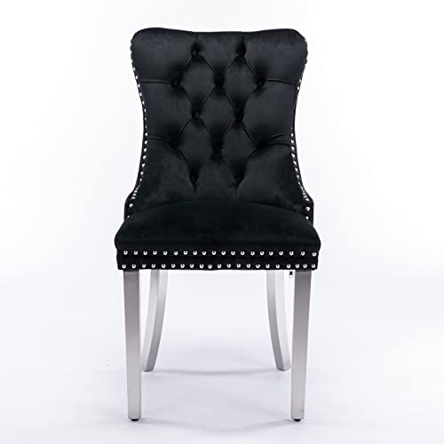 Generisch Modern, High-end Tufted Solid Wood Contemporary Velvet Upholstered Dining Chair with Chrome Stainless Steel Plating Legs,Nailhead Trim,Set of 2,Black and Chrome, Generisch Modern, High-end Tufted Solid Wood Contemporary Velvet Upholstered Dining Chair with Chrome Stainless Steel Plating Legs,Nailhead Trim,Set of 2,Black and Chrome, von Generisch