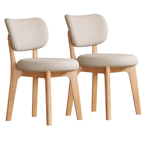 Generisch Modern Esszimmerstühle 2er Set Küchenstühle Esstischstühle mit Rückenlehne Polsterstühle mit Massivholzrahmen Holzstühle für Esszimmer Küche Wohnzimmer (Holz+Hellkhaki) von Generisch