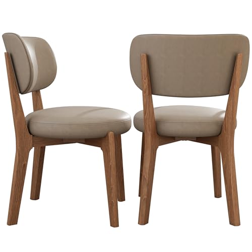 Generisch Modern Esszimmerstühle 2er Set Küchenstühle Esstischstühle mit Rückenlehne Polsterstühle mit Massivholzrahmen Holzstühle für Esszimmer Küche Wohnzimmer (Walnuss+Dunkelkhaki) von Generisch