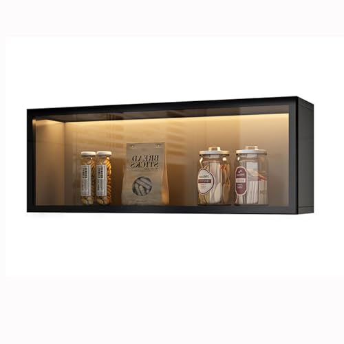 Generisch Moderne Küchenvitrine aus Glas zur Wandmontage mit grau-weißen Vorratstüren, Badezimmerregale mit hellem Hängeschrank für Küche und Esszimmer, bohrfreie Installation (Grau 60 x 1) von Generisch