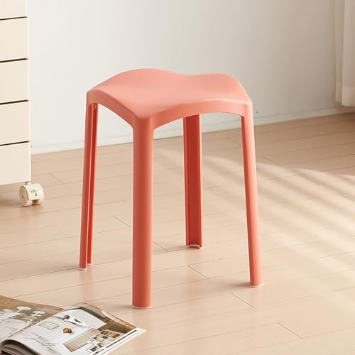 Generisch Moderne Stapelhocker aus Kunststoff, 46cm Barhocker Stapelbar Tresenhocker Wetterbeständiger I Küchenhocker Rückenfreie(Red) von Generisch