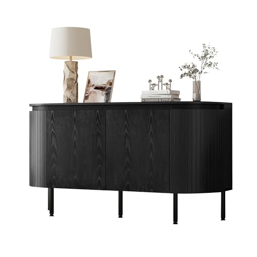 Generisch Moderner Bogenförmiger Sideboard mit verstellbaren Regalen und Metallbeinen, ideal für Wohnzimmer und Esszimmer (Schwarz) von Generisch
