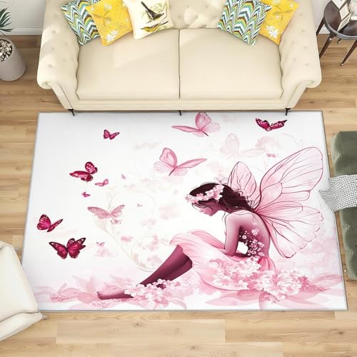 Generisch Moderner Kurzflor Flanell Teppich Wohnzimmer 180x240 cm, Cartoon MäDchen Schmetterling Waschbar & rutschfest TPR Teppich Rosa Extra Weichteppich für Schlafzimmer, Küche und Esszimmer Generisch Moderner Kurzflor Flanell Teppich Wohnzimmer 180x240 cm, Cartoon MäDchen Schmetterling Waschbar & rutschfest TPR Teppich Rosa Extra Weichteppich für Schlafzimmer, Küche und Esszimmer von Generisch