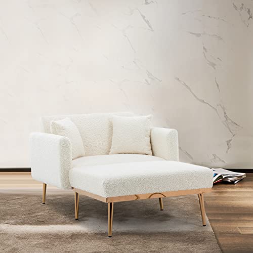 Generisch Moderner Sessel mit Verstellbarer Rückenlehne – Klappbarer Relaxsessel für Wohnzimmer, Schlafzimmer & Homeoffice (White Teddy + Teddy + Foam) von Generisch