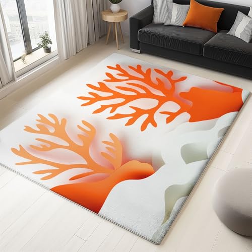 Generisch Moderner Teppich Einfaches Poster Koralle 140x200cm Weich Waschbarer Teppich mit Rutschfester Rückseite, für Wohnzimmer Schlafzimmer Kinderzimmer Heimdekoration Generisch Moderner Teppich Einfaches Poster Koralle 140x200cm Weich Waschbarer Teppich mit Rutschfester Rückseite, für Wohnzimmer Schlafzimmer Kinderzimmer Heimdekoration von Generisch