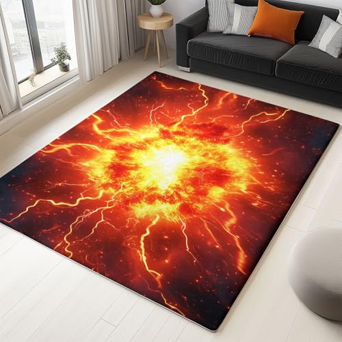 Generisch Moderner Teppich Explosionsblitz 80x150cm Weich Waschbarer Teppich mit Rutschfester Rückseite, für Wohnzimmer Schlafzimmer Kinderzimmer Heimdekoration von Generisch