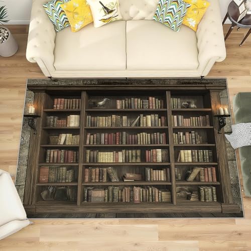 Generisch Moderner Waschbarer Teppich Grösse : 120x180 cm Retro-BüCherregal-Thema Flanell Kurzflor Flauschig Teppiche, SchäBig Anti-Rutsch Teppich für Kinderzimmer Wohnzimmer Schlafzimmer Generisch Moderner Waschbarer Teppich Grösse : 120x180 cm Retro-BüCherregal-Thema Flanell Kurzflor Flauschig Teppiche, SchäBig Anti-Rutsch Teppich für Kinderzimmer Wohnzimmer Schlafzimmer von Generisch