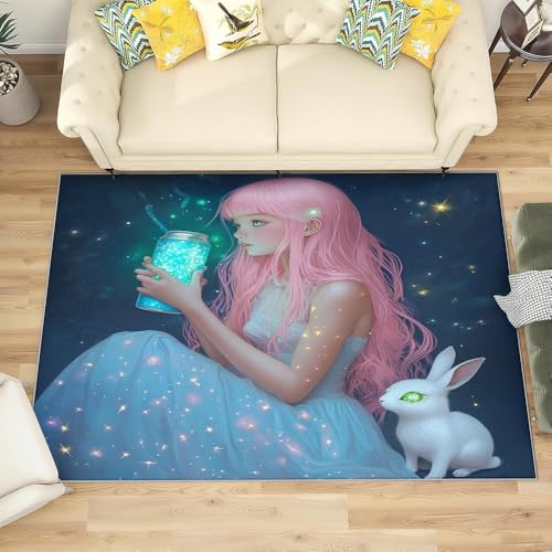 Generisch Moderner Waschbarer Teppich Grösse : 180x240 cm Cartoon-MäDchen-Motiv Flanell Kurzflor Flauschig Teppiche, Blau Anti-Rutsch Teppich für Kinderzimmer Wohnzimmer Schlafzimmer Generisch Moderner Waschbarer Teppich Grösse : 180x240 cm Cartoon-MäDchen-Motiv Flanell Kurzflor Flauschig Teppiche, Blau Anti-Rutsch Teppich für Kinderzimmer Wohnzimmer Schlafzimmer von Generisch