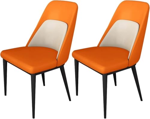Generisch Modernes Küchen-Esszimmerstuhl-Set, 2 Stück, mit Rückenlehne aus künstlichem Mikrofaserleder, Seitenstühle for das Wohnzimmer(Orange) von Generisch