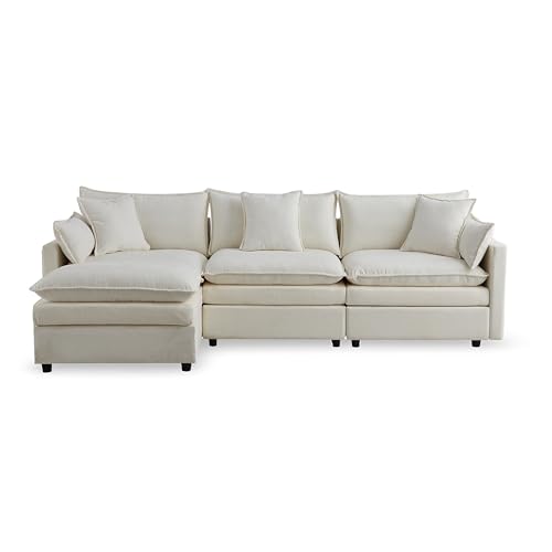 Generisch Modulares Ecksofa, Chenille-Stoff, modernes L-förmiges Ecksofa mit Chaiselongue, 5-Sitzer-Ecksofa für das Wohnzimmer, für Schlafzimmer, Wohnung, Büro (Grau) von Generisch