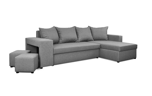 Generisch Möbel NAWSTOL - Ecksofa mit Schlaffunktion 205x130 cm - Eckcouch mit Bettkasten - Ecksofa Wohnlandschaft L Form (Linke oder RECHTE) von Generisch