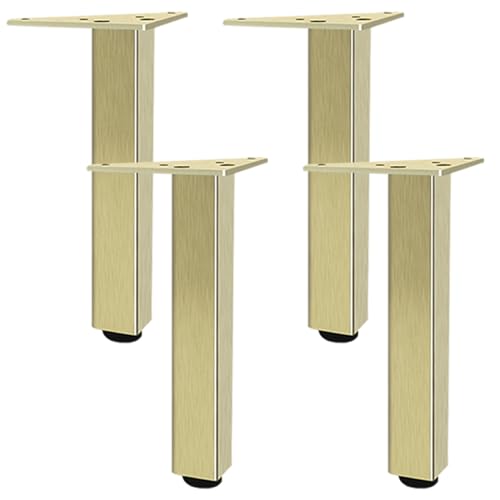 Generisch Möbelfüße Verstellbar Schrankfüße Gold 4 Stück Höhenverstellbar Quadrat Aluminiumlegierung Eloxierte Oberfläche Mobelbeine Höhe 6-40cm Sideboard Nachtschrank Füße Mit Schrauben-20cm/7.9" von Generisch