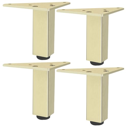 Generisch Möbelfüße Verstellbar Schrankfüße Gold 4 Stück Höhenverstellbar Quadrat Aluminiumlegierung Eloxierte Oberfläche Mobelbeine Höhe 6-40cm Sideboard Nachtschrank Füße Mit Schrauben-12cm/4.7" von Generisch