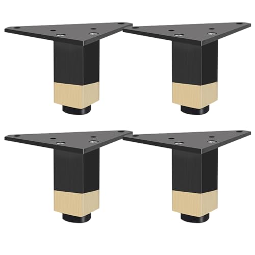 Generisch Möbelfüße Verstellbar Tischbeine Verstellbar 4 Stück Schwarz mit Gold Möbelfüsse Quadrat Aluminiumlegierung Eloxierte Oberfläche Höhe 6-60cm Couchtischbeine Tischfüße Sofasfüße-6cm/2.4" Generisch Möbelfüße Verstellbar Tischbeine Verstellbar 4 Stück Schwarz mit Gold Möbelfüsse Quadrat Aluminiumlegierung Eloxierte Oberfläche Höhe 6-60cm Couchtischbeine Tischfüße Sofasfüße-6cm/2.4" von Generisch