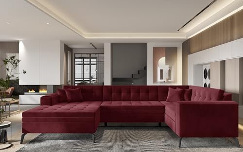 Generisch Montez Couchgarnitur U Form Schlaffunktion Sofa Couch Wohnlandschaft Polsterecke ohne Bettkasten (CO-MON-LT-25LO) von Generisch