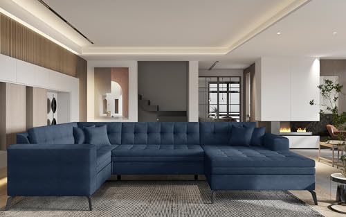 Generisch Montez Couchgarnitur U Form Schlaffunktion Sofa Couch Wohnlandschaft Polsterecke ohne Bettkasten (CO-MON-RT-40PO) von Generisch