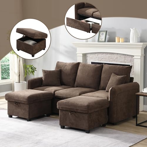 Generisch Multifunktionale Ecksofa U-Form-Dreisitzer Polster-Sofa mit Staufunktion – Inklusive Schubladen + Hocker mit Staufach, modular zerlegbares Sofa-Set mit Schlaffunktion, Chenille-Bezug Generisch Multifunktionale Ecksofa U-Form-Dreisitzer Polster-Sofa mit Staufunktion – Inklusive Schubladen + Hocker mit Staufach, modular zerlegbares Sofa-Set mit Schlaffunktion, Chenille-Bezug von Generisch
