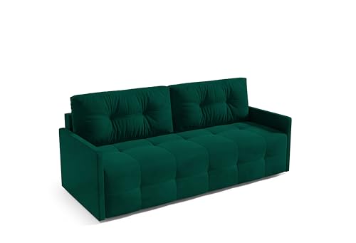 Generisch NAWSTOL - Couch mit Schlaffunktion - Sofa mit Bettkasten - Bettsofa mit Wellenfeder - Schlafcouch vom Hersteller (Dunkelgrün) von Generisch