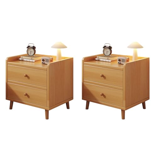 Generisch Nachttisch 2er, Nachtschrank Mit Schublade Mit 2 Schubladen, Nachtkästchen Holz, Modern Schreibtischplatte Schlafzimmer, Wohnzimmer(Beige,30 * 40 * 51cm) von Generisch