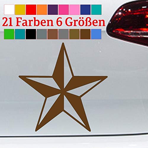 Generisch Nautischer Stern Aufkleber Nautical Star Symbol Segeln Tattoo Vinyl JDM Decal in 6 Größen und 21 Farben von Generisch