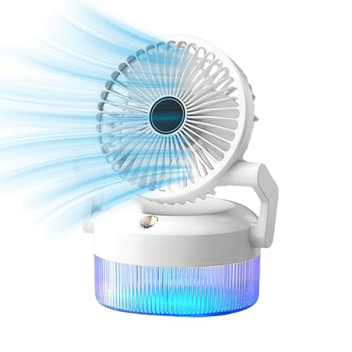Generisch Nebelventilator Tragbar - USB-Aufladbarer Persönlicher Kühler - Leiser Klappbarer Multifunktionsventilator Mit LED-Beleuchtung Für Fitness Camping Garten Outdoor Büro von Generisch