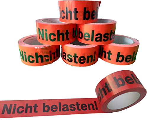 Generisch Nicht Belasten! PVC Paketklebeband 66m x 50mm Leise beim Abrollen, Warnklebeband, Hinweisklebeband, Packband,Industriequalität Deutsche Ware (6) von Generisch