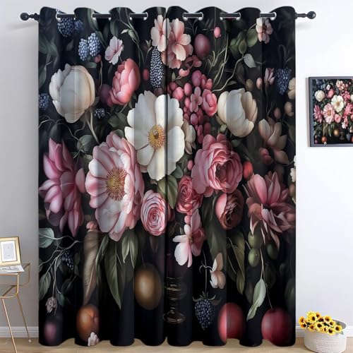 Ösen Vorhang Schwarz Blickdicht Ölgemälde Blumen Und Früchte Wohnzimmer Schlafzimmer Verdunklungsvorhänge 3D Druck Thermovorhang mit Ösen 2er Set H166 x B75 cm Ösen Vorhang Schwarz Blickdicht Ölgemälde Blumen Und Früchte Wohnzimmer Schlafzimmer Verdunklungsvorhänge 3D Druck Thermovorhang mit Ösen 2er Set H166 x B75 cm von Generisch