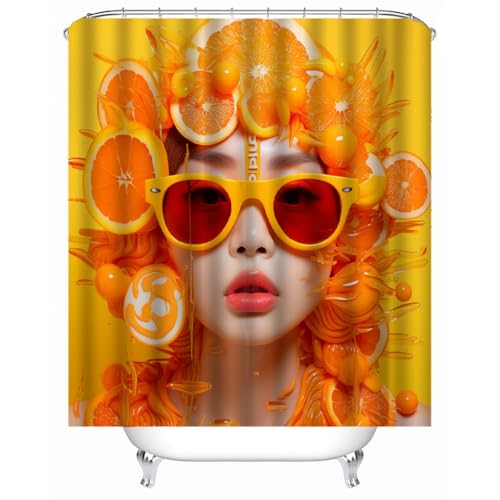 Generisch Orange Mädchen Duschvorhänge Bad Waschbar 3D Druck Badvorhang Polyester-Stoff Wasserdicht Duschvorhang Für Badewanne Mit 12 Kunststoffhaken Duschvorhang 180X180Cm Generisch Orange Mädchen Duschvorhänge Bad Waschbar 3D Druck Badvorhang Polyester-Stoff Wasserdicht Duschvorhang Für Badewanne Mit 12 Kunststoffhaken Duschvorhang 180X180Cm von Generisch