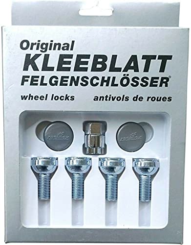 KLEEBLATT Felgenschloss M12x1,5x24mm Kugelbund R13 kompatibel mit Seat Skoda Smart VW 4er-Set 4x silberne Felgenschlösser Felgensicherung Radsicherung Radsicherungsschrauben Typ 922 von "Generisch"